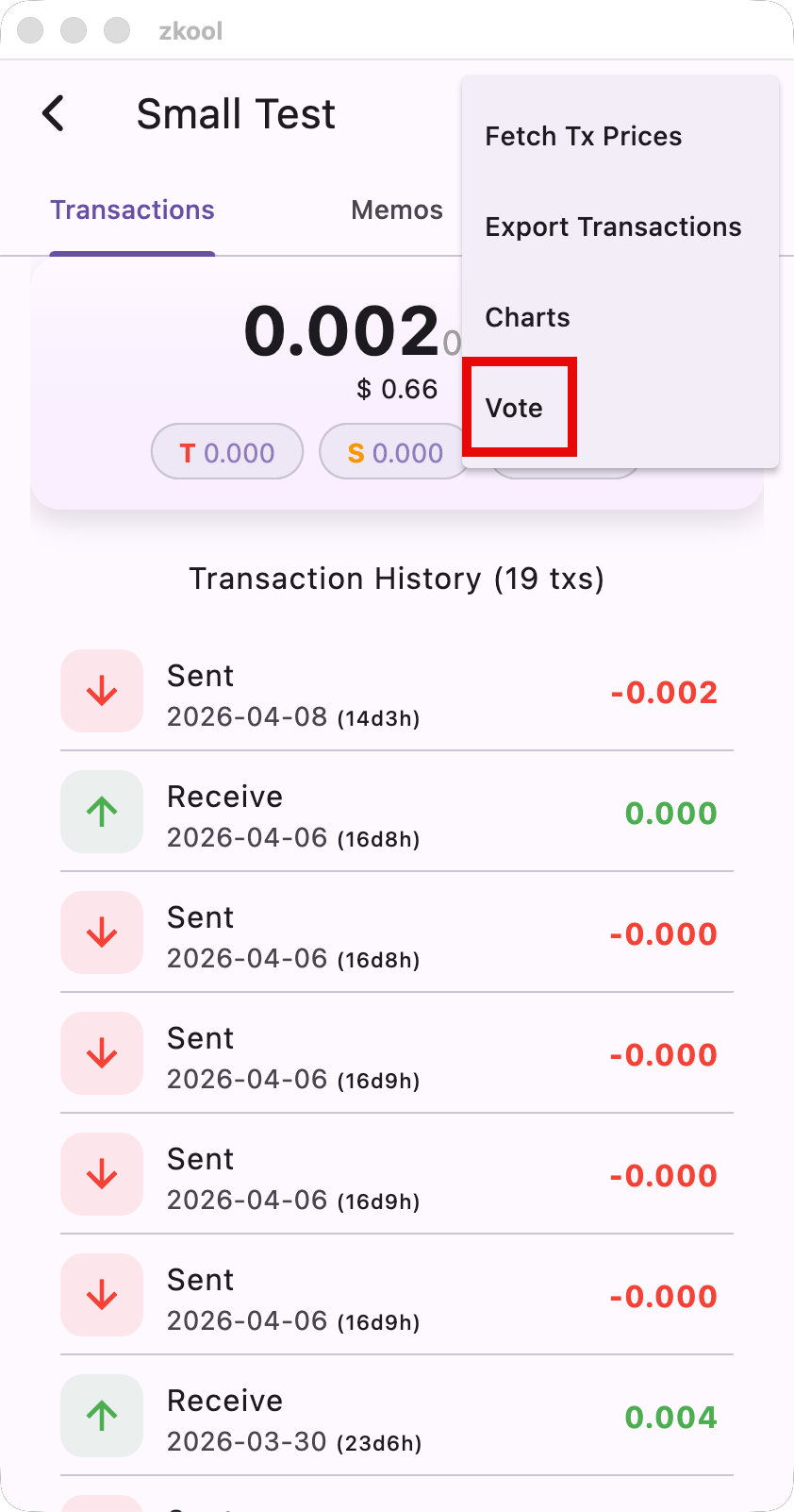 Vote Menu